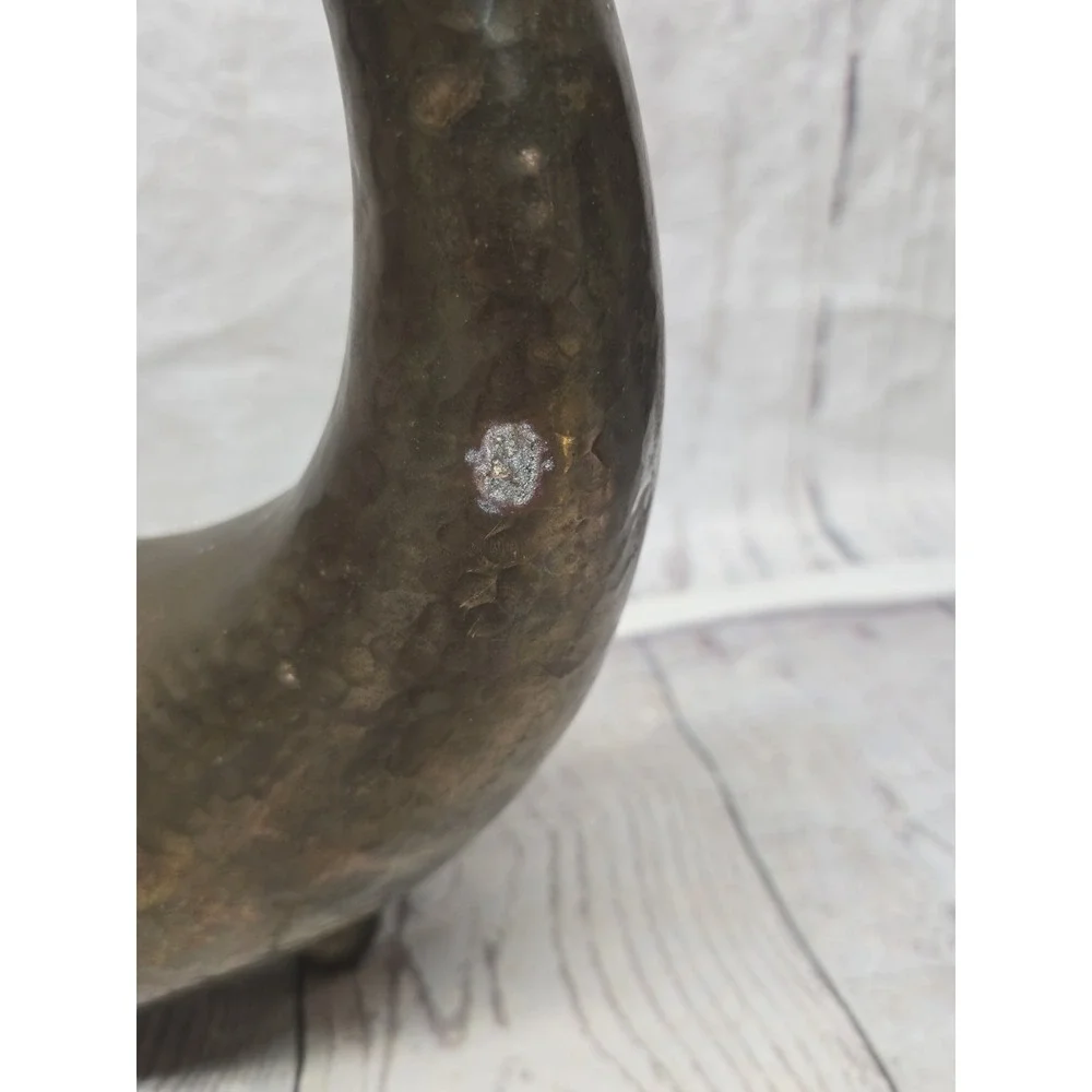 MCM Vintage Solid Brass Horn Of Plenty Vessel/Vase Ball Feet Cornucopia